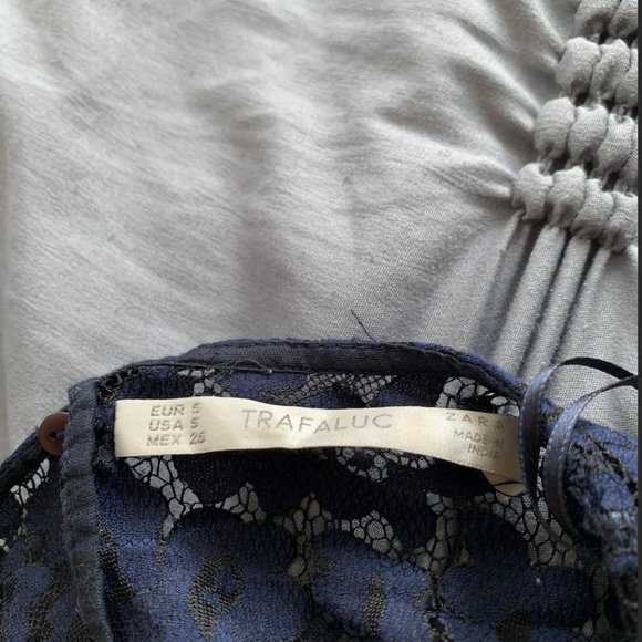 Navy Blue Floral Laced Top - Picture 3 of 3